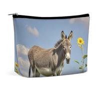 Piccola borsa cosmetica elegante e spaziosa a forma di asino e fiore, pochette portatile con cerniera, borsa per rossetto, borsa da viaggio per articoli da toeletta, regalo per la migliore amica
