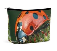 Piccola borsa cosmetica elegante e spaziosa a forma di coccinella rossa, borsa per il trucco, borsa portatile con cerniera, borsa per rossetto, borsa da viaggio per articoli da toeletta, regalo per la