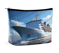Piccola borsa cosmetica elegante e spaziosa a forma di traghetto oceanico, borsa per il trucco, borsa portatile con cerniera, borsa per rossetto, borsa da viaggio per articoli da toeletta, regalo per