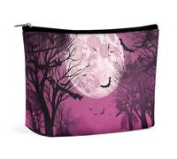 Piccola borsa cosmetica elegante e spaziosa, borsa per il trucco a forma di luna viola, borsa portatile con cerniera, borsa per rossetto, borsa da viaggio per articoli da toeletta, regalo per la migli