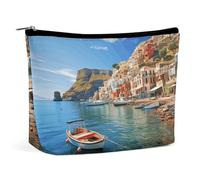 Piccola borsa cosmetica elegante e spaziosa, borsa per il trucco in stile città costiera, borsa portatile con cerniera, borsa per rossetto, borsa da viaggio per articoli da toeletta, regalo per la mig