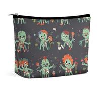 Piccola borsa cosmetica elegante e spaziosa con molti zombi, borsa per il trucco portatile con cerniera, borsa per rossetto, borsa da viaggio per articoli da toeletta, regalo per la migliore amica