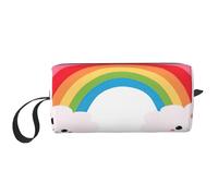 Piccola borsa cosmetica portatile con stampa arcobaleno, custodia da viaggio, borsa organizer con cerniera per un accesso rapido