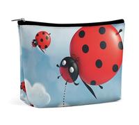 Piccola borsa cosmetica portatile, graziosa borsa da viaggio per il trucco, coccinella e nuvola, borsa da toilette impermeabile per donna