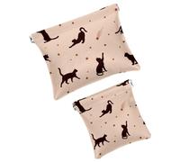 Piccola borsa cosmetica tascabile, borsa da viaggio per il trucco da viaggio, senza cerniera, mini astuccio per trucco a chiusura automatica, per donne e ragazze, sagome di gatti e stelle, Multicolore