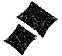 Piccola borsa cosmetica tascabile, borsa da viaggio per il trucco da viaggio, senza cerniera, mini astuccio per trucco a chiusura automatica, per donne e ragazze, motivo mistico cielo notturno