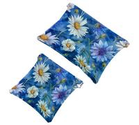 Piccola borsa cosmetica tascabile, borsa da viaggio per il trucco da viaggio, senza cerniera, mini astuccio per trucco a chiusura automatica, per donne e ragazze, camomille bianche ad acquerello e