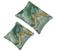Piccola borsa cosmetica tascabile, borsa da viaggio per il trucco da viaggio, senza cerniera, mini astuccio per trucco a chiusura automatica, per donne e ragazze, motivo retrò senza cuciture con isola
