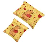 Piccola borsa cosmetica tascabile, borsa da viaggio per il trucco da viaggio, senza cerniera, mini pochette per trucco a chiusura automatica, per donne e ragazze, simpatico animale capibara con regalo