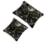 Piccola borsa cosmetica tascabile, borsa da viaggio per il trucco da viaggio, senza cerniera, mini pochette per trucco a chiusura automatica, per donne e ragazze, estetica albero della vita, natura,
