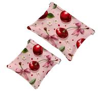 Piccola borsa cosmetica tascabile, borsa da viaggio per il trucco da viaggio, senza cerniera, mini pochette per trucco a chiusura automatica, per donne e ragazze, bordo con funghi felci e bacche,