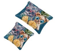 Piccola borsa cosmetica tascabile, borsa da viaggio per il trucco da viaggio, senza cerniera, mini pochette per trucco a chiusura automatica, per donne e ragazze, carino cucciolo di cane acquerello