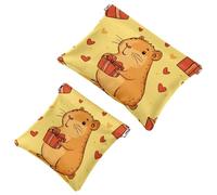 Piccola borsa cosmetica tascabile, borsa da viaggio per il trucco da viaggio, senza cerniera, mini pochette per trucco a chiusura automatica, per donne e ragazze, simpatico animale capibara con regalo