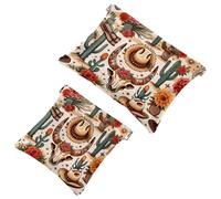 Piccola borsa cosmetica tascabile, borsa da viaggio per il trucco da viaggio, senza cerniera, mini pochette per trucco a chiusura automatica, per donne e ragazze, motivo boho selvaggio West senza