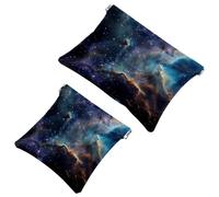 Piccola borsa cosmetica tascabile, borsa da viaggio per il trucco, senza cerniera, mini astuccio per trucco con chiusura automatica, per donne e ragazze, carino sistema solare galassia astronomia