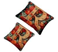 Piccola borsa cosmetica tascabile, borsa da viaggio per trucchi da viaggio, senza cerniera, mini astuccio per trucco a chiusura automatica, per donne e ragazze, un bouquet di fiori, Multicolore 10,
