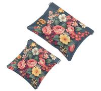 Piccola borsa cosmetica tascabile, borsa da viaggio per trucchi da viaggio, senza cerniera, mini astuccio per trucco a chiusura automatica, per donne e ragazze, un bouquet di fiori, Multicolore 01,