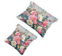 Piccola borsa cosmetica tascabile, borsa da viaggio per trucchi da viaggio, senza cerniera, mini astuccio per trucco a chiusura automatica, per donne e ragazze, un bouquet di fiori, Multicolore 05,