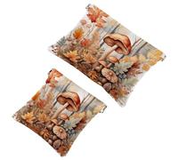 Piccola borsa cosmetica tascabile, borsa da viaggio per trucchi da viaggio, senza cerniera, mini astuccio per trucco a chiusura automatica, per donne e ragazze, erbe autunnali foglie e funghi, Multi,