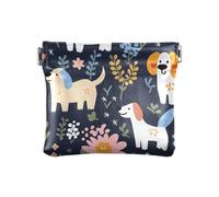 Piccola borsa da donna in pelle con fiori rotti e cuccioli donne ragazzi ragazze cambiamento titolare organizzatore di carte portatile, Fiori e cuccioli spezzati, 1 Size, Accessorio da viaggio