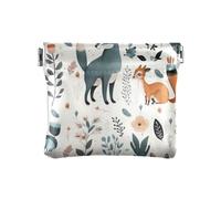 Piccola borsa da donna in pelle, impermeabile, mini portamonete, portamonete, da viaggio, piccole volpi e piante, piastrelle senza cuciture, Multicolore, 1 size, Moderno/adattabile