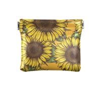 Piccola borsa da donna in pelle per cambio borsa da donna mini portamonete portatile, disegnato a mano girasole giallo, Girasole disegnato a mano giallo, 1 Size, Accessorio da viaggio