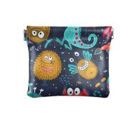 Piccola borsa da donna in pelle per ragazze, borsetta organizer per gioielli, comoda, colorata e divertente con mostri, Mostri divertenti colorati, 1 Size, Accessorio da viaggio