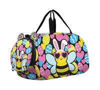 Piccola borsa da palestra con orecchie da coniglietto e ape, piccola borsa da palestra con scomparto per scarpe, multifunzionale, borsone per la notte, per spiaggia, nuoto, piscina, sport