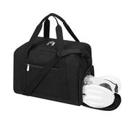 Piccola borsa da palestra con scomparto per scarpe, 35,6 cm, leggera, mini borsone per viaggi e sport, Nero corvino, 14 inch, Sacca da palestra piccola con scomparto per scarpe