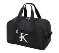 Piccola borsa da palestra da donna, stile lettera, piccola borsa da viaggio per sport iniziali, Nero , Lettera K