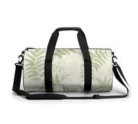 Piccola borsa da palestra da viaggio con foglie di felce per donne e uomini, borsa da viaggio cilindrica borsa da allenamento sportiva con tracolla