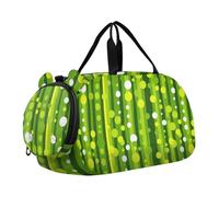 Piccola borsa da palestra verde a righe e cerchi con scomparto per scarpe, leggera, borsa da viaggio per viaggi, nuoto, danza, balletto