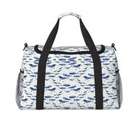 Piccola borsa da viaggio a forma di balena blu, grande borsa per la spesa riutilizzabile, ideale per campeggio, sport, palestra e attività all'aperto, Nero , Taglia unica