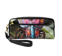 Piccola borsa di trucco degli insetti strani, doppio sacchetto parteggiato del cuoio di CasePU della matita