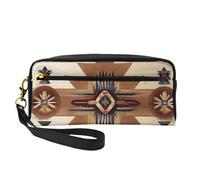 Piccola borsa di trucco dei modelli dei nativi americani, doppio sacchetto parteggiato del cuoio di CasePU della