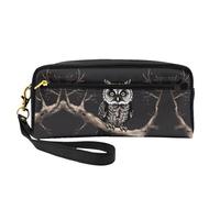 Piccola borsa di trucco del gufo di tarda notte, doppio ha parteggiato il sacchetto del cuoio di CasePU