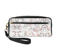 Piccola borsa di trucco del rame di struttura di marmo, borsa di trucco di viaggio, borsa cosmetica per le donne, cerniera durevole della borsa cosmetica, Nero , Taglia unica, Astuccio per trucchi