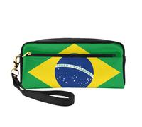 Piccola borsa di trucco della bandiera brasiliana, doppio sacchetto parteggiato del cuoio di CasePU della