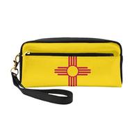 Piccola borsa di trucco della bandiera del New Mexico, sacchetto di cuoio doppio parteggiato della cassa della matitaPU