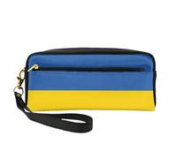 Piccola borsa di trucco della bandiera dell'Ucraina, sacchetto del cuoio dell'unità di elaborazione della cassa della matita su entrambi