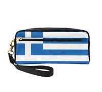 Piccola borsa di trucco della bandiera greca, sacchetto del cuoio di CasePU parteggiato doppio della matita