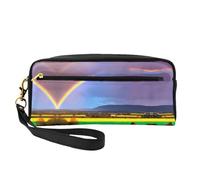 Piccola borsa di trucco dell'arcobaleno di sera, doppio sacchetto parteggiato del cuoio di CasePU della