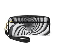 Piccola borsa di trucco di GIF di illusione ottica a spirale, doppio sacchetto parteggiato del cuoio di CasePU della matita