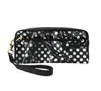 Piccola borsa di trucco ondulata bianca e nera dei punti, doppio sacchetto parteggiato del cuoio di CasePU della matita