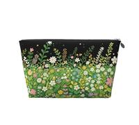 Piccola borsa di trucco per la borsa impermeabile borsa da toilette piccole borse cosmetiche per le donne, Fiore Verde Campo, One Size