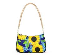 Piccola borsa hobo con cerniera gialli girasoli blu fiori designer borsa donna stampa borse a tracolla con catena