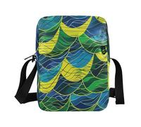 Piccola borsa messenger da uomo borsa a tracolla da uomo borsa a tracolla tracolla regolabile per casual casual - squame di pesce verde e blu astratto