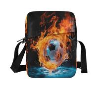 Piccola borsa messenger da uomo borsa a tracolla per donna borsa a tracolla tracolla regolabile per casual casual - Fire Football Ice Blue