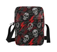 piccola borsa messenger per gli uomini borsa a tracolla borsa a tracolla da donna borsa a tracolla borse a mano tracolla regolabile per lavoro fulmine teschio rosso nero