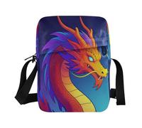 piccola borsa messenger per gli uomini Crossbody Piccole Borse per le donne Borsa a tracolla da donna Borse a tracolla per le donne Tracolla Regolabile per la scuola Dragon Art Blu